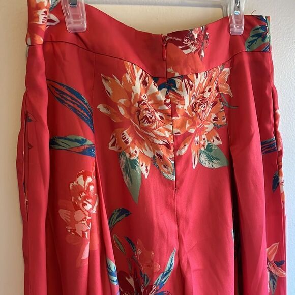 BEAUTIFUL ORANGE FLORAL JEALOUS TOMATO WIDE LEG BELTED FLOWY PANTS SIZE MEDium - Picture 6 of 7